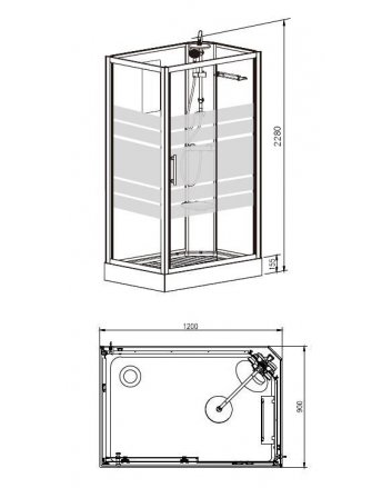 Thermo rechts complete douchecabine 120x90x218 alu  5mm glas